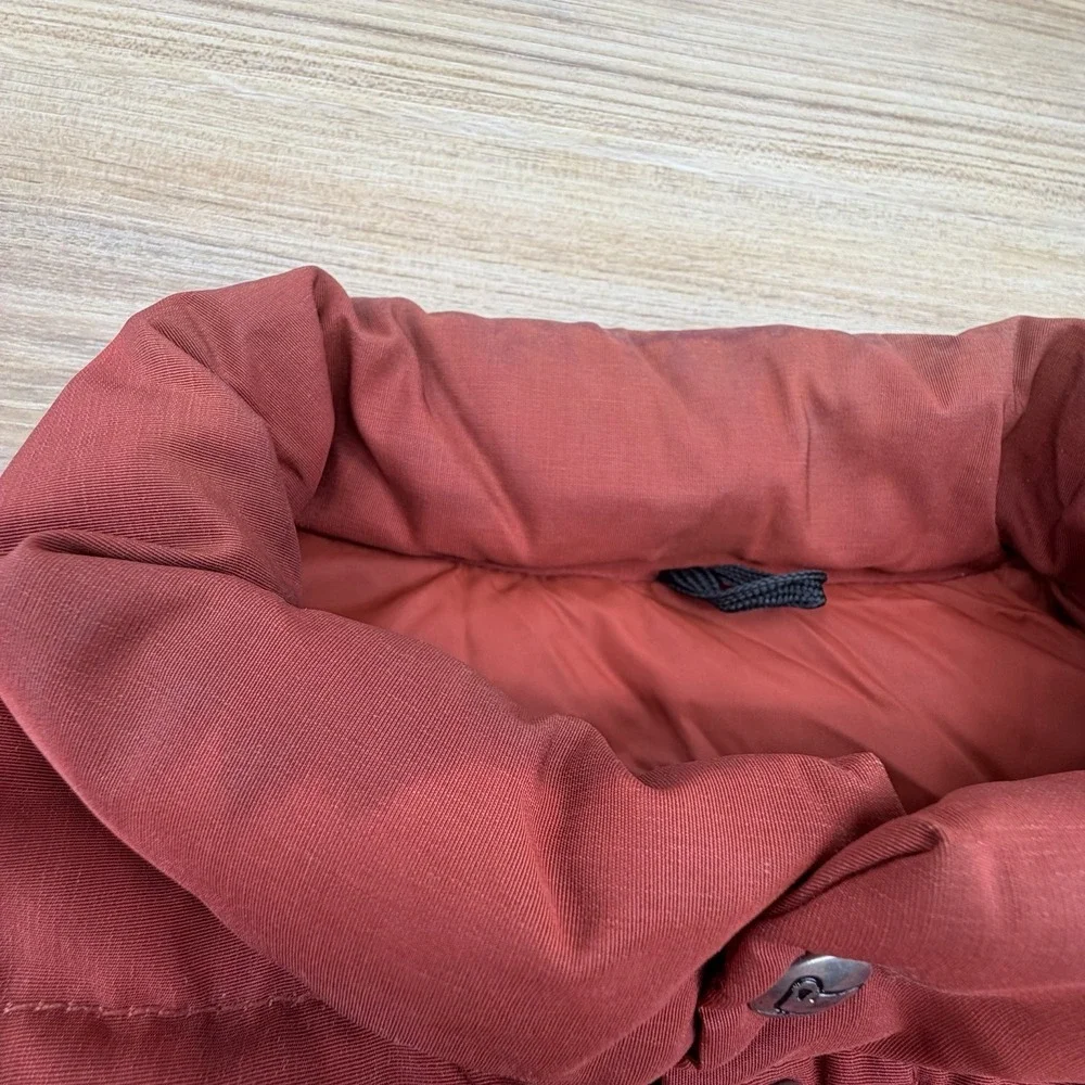 Woolrich Vintage 80s‎ Women Large Puffer Jacket Vest Snap-Button Rust Red* - Picture 7 of 7